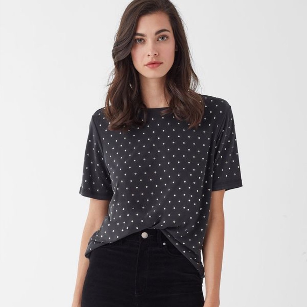 Splendid Eclipse Sandwash Studded Tee in Black L